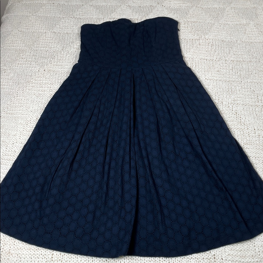 Gap Navy Blue Strapless Eyelet Dress